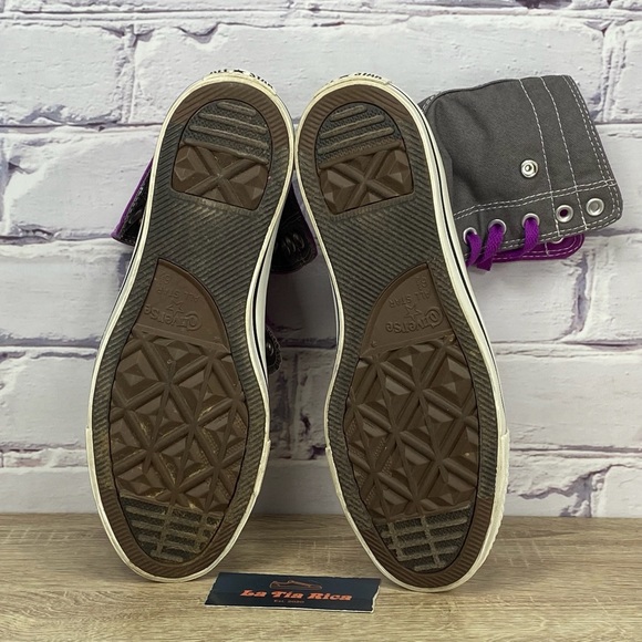 Converse Chuck Taylor Knee Hi XHI Charcoal Gray Purple Sneakers - Picture 7 of 8